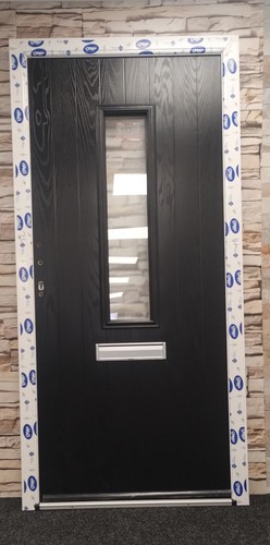 Black composite front door - black,