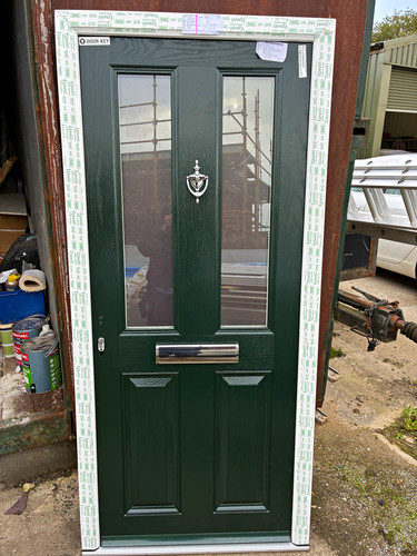 Composite front door - green, on